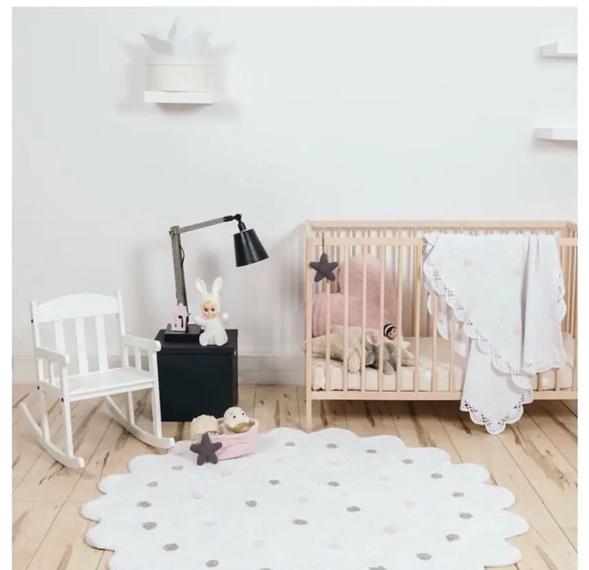 Nordic Baby Crawling Rug Kids Girls Room Decor Floor Carpet Round Play Rugs Gym Activity Game Mat and Carpets for Living Room
