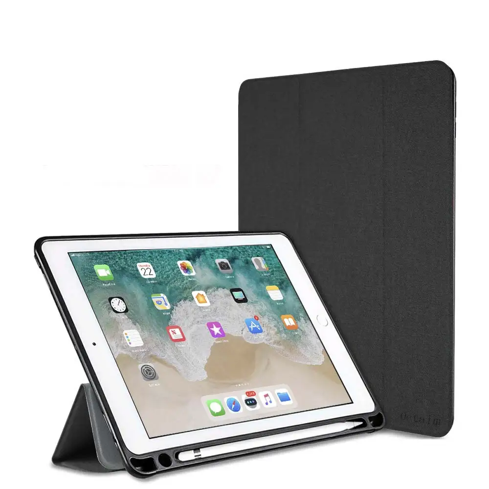 Оригинальные чехлы Octaim для iPad Air 2 мягкий PU держатель для карандашей стенд Пробуждение сна чехол для Apple iPad 9,7 модель планшета - Цвет: Черный