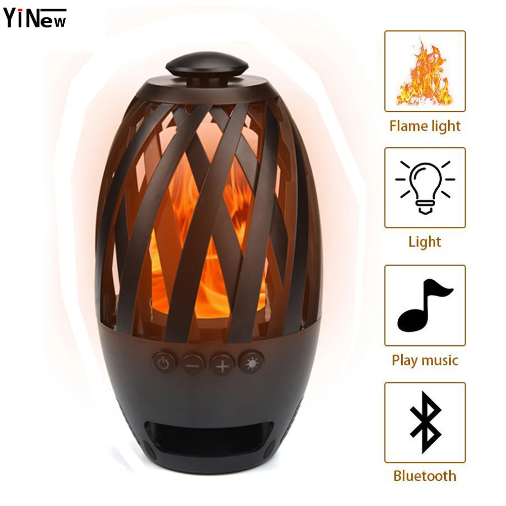 

Wireless Bluetooth Speaker LED Flame Portable Column Music sound box BoomBox home Outdoor TF MP3 player speaker for xiaomi Phone