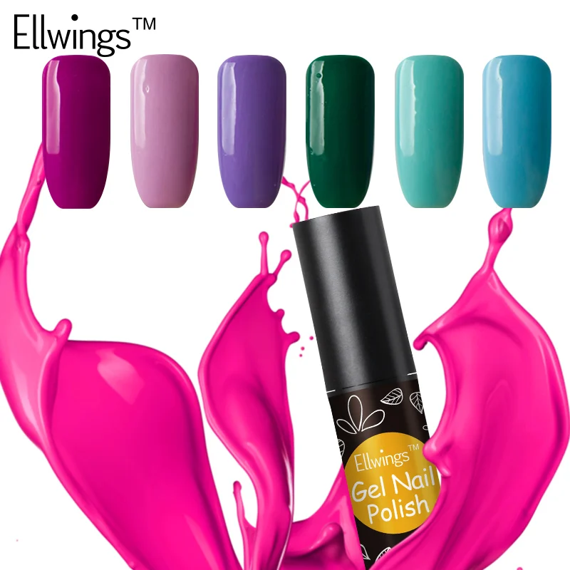 

Ellwings 1pcs Semi Permanent Glitter Colorful Nail Gel Polish Long Lasting Soak Off Gel Varnish Uv Led Gel Lacquer