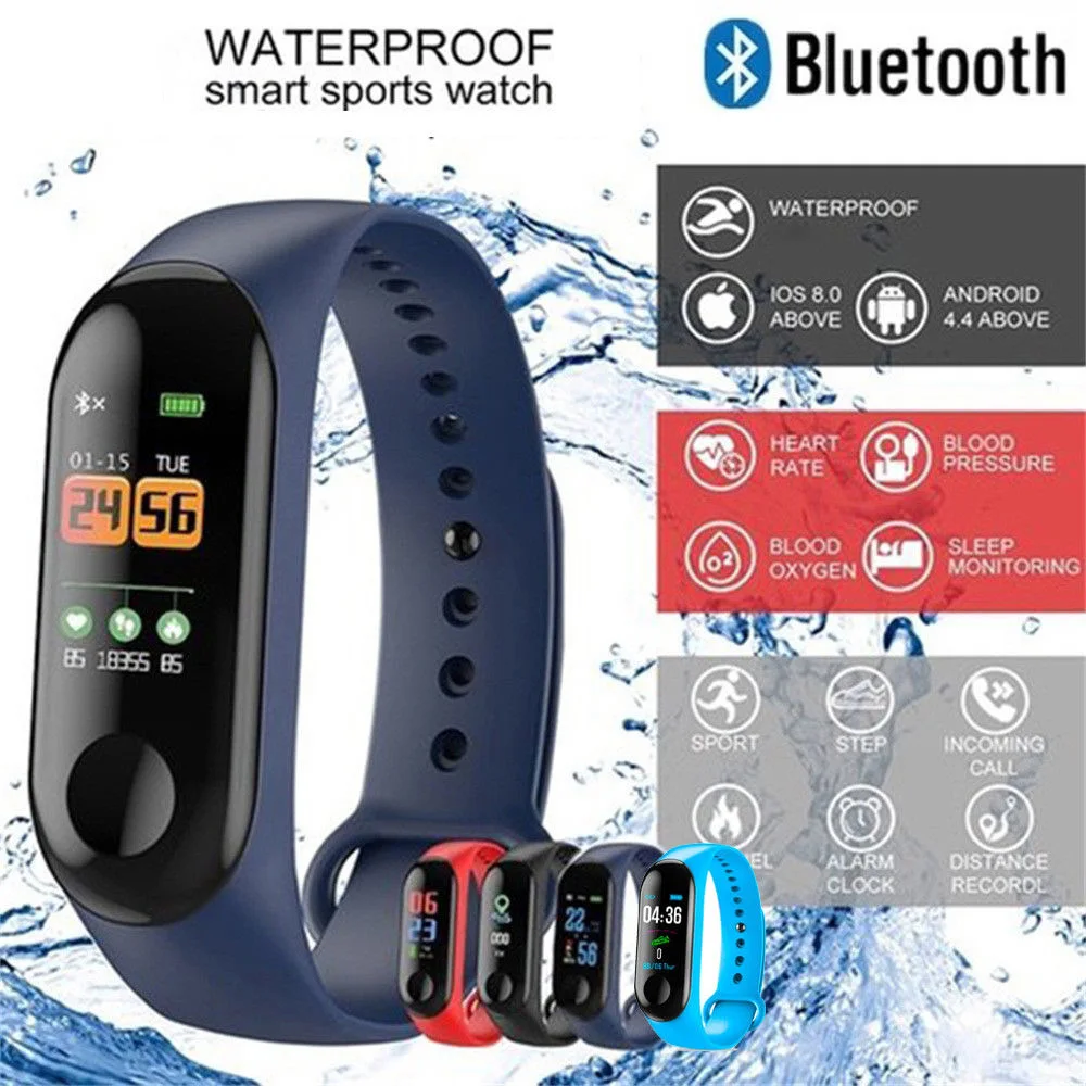 

M3 Smart Bracelet Heart Rate Blood Pressure Monitor Watches Waterproof Call Reminder Sport Smart Wristband For Android IOS