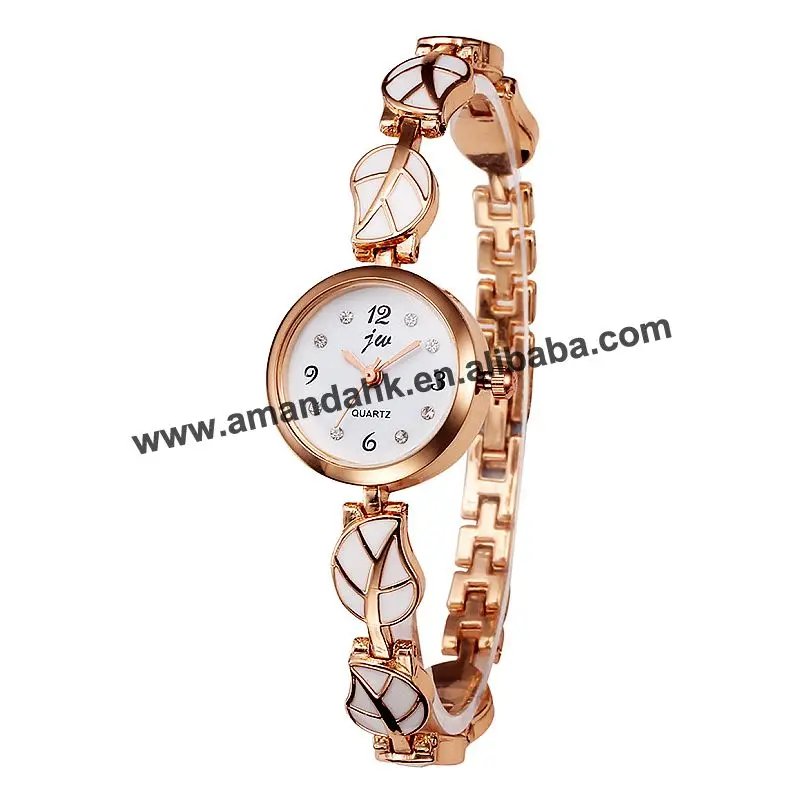 100 шт/партия jw 3214 маленький лист наручные часы модные повседневные женские платья Bangel часы сталь Горячая Мода браслет часы