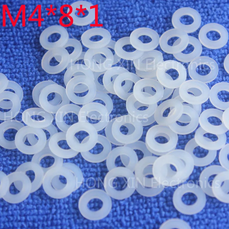 M4*8*1 100pcs White Nylon Washer Plastic Flat Spacer Washer Thickness