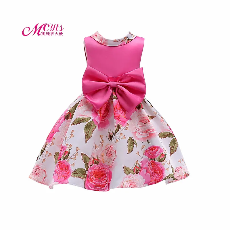 

Kids Clothes Baby Girl Print Flower Girl Dress for Wedding Girls Party Princess Dress With Bow Dress for 3 4 5 6 7 8 9 10 Years