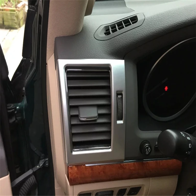 

car auto cover styling For 2016 Land Cruiser FJ200 FC200 ABS Chromium front console air conditioing outlet air vent trim 2pc/set