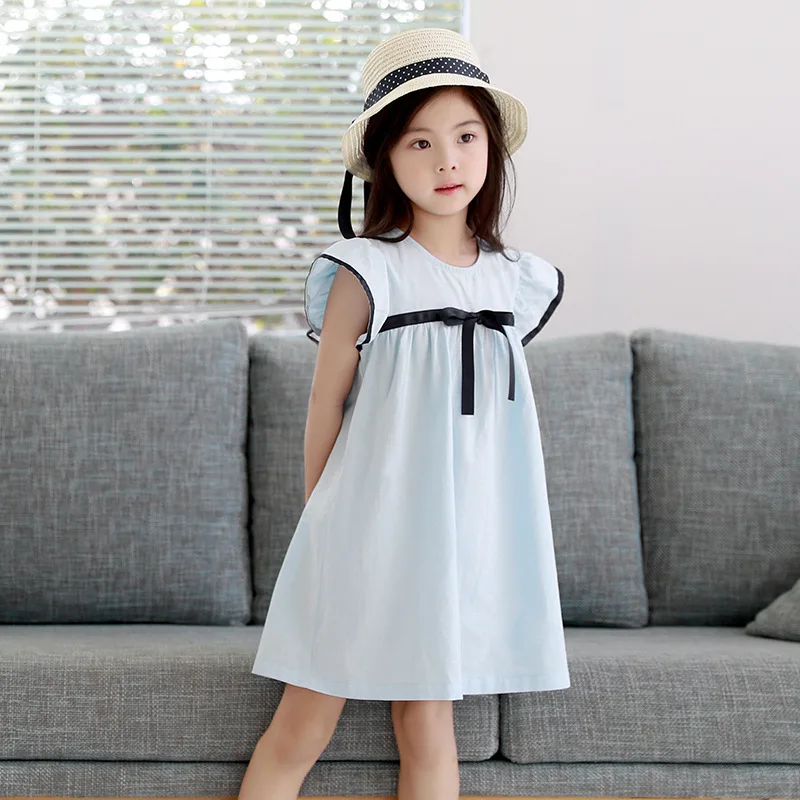 

Kids 2018 New Spring Summer Big Girl Dress Sleeveless Solid Color Dress Years Beach Baby Girl Clothes