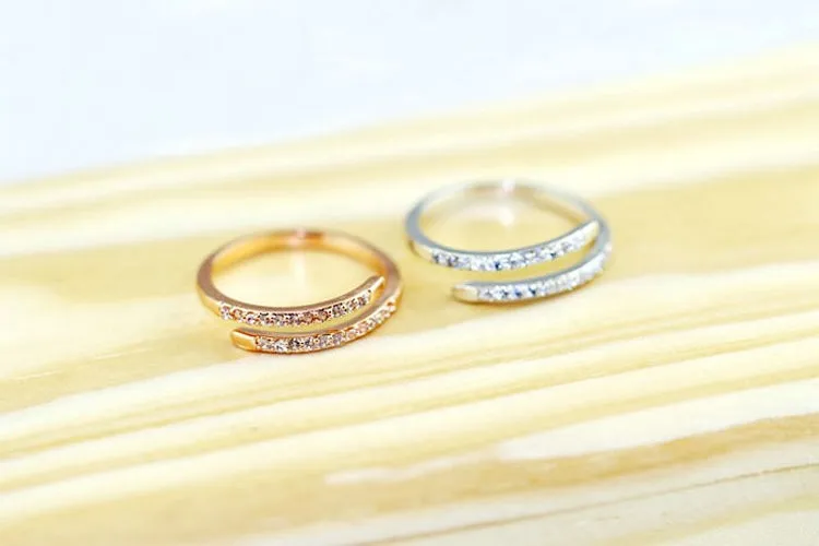 Высокое качество, циркониевые кольца для пар, хорошее ювелирное изделие, латунь, открытые, кольца на палец, винтажное розовое Золотое кольцо для женщин