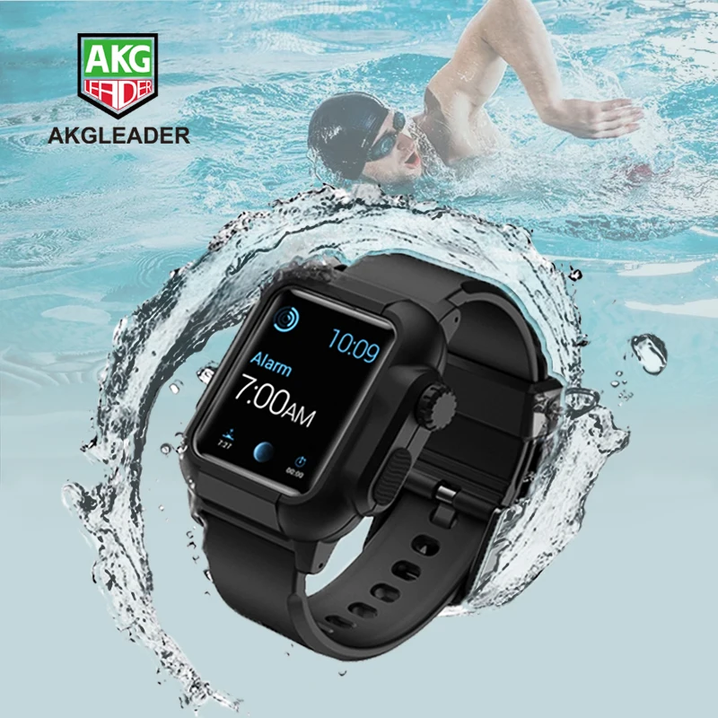 

40mm/44mm Waterproof Case Strap For Apple Watch Series 4 3 Shockproof Impact Resistant Protective Cover+Silicone Watchband 42mm