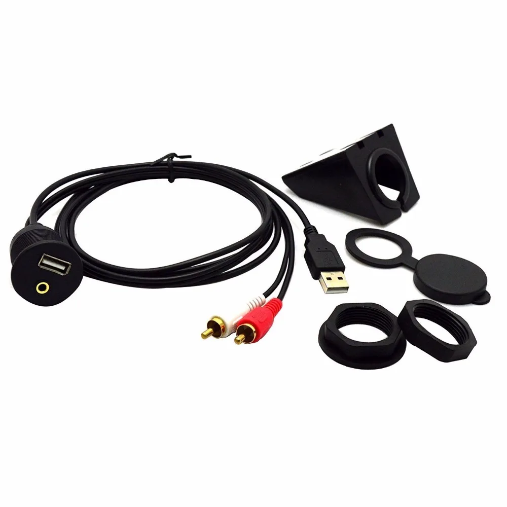 30pcs X USB 2RCA Aux Flush Mount Extension Cable For Car/Boat/RV Audio