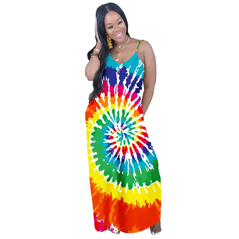rainbow tie dye maxi dress