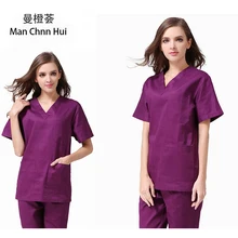 Женский Доктор очистки костюм медицинский Костюмы летний комплект спецодежды хирурга, ПЭТ доктор стоматологической униформа для медсестер Костюмы синий