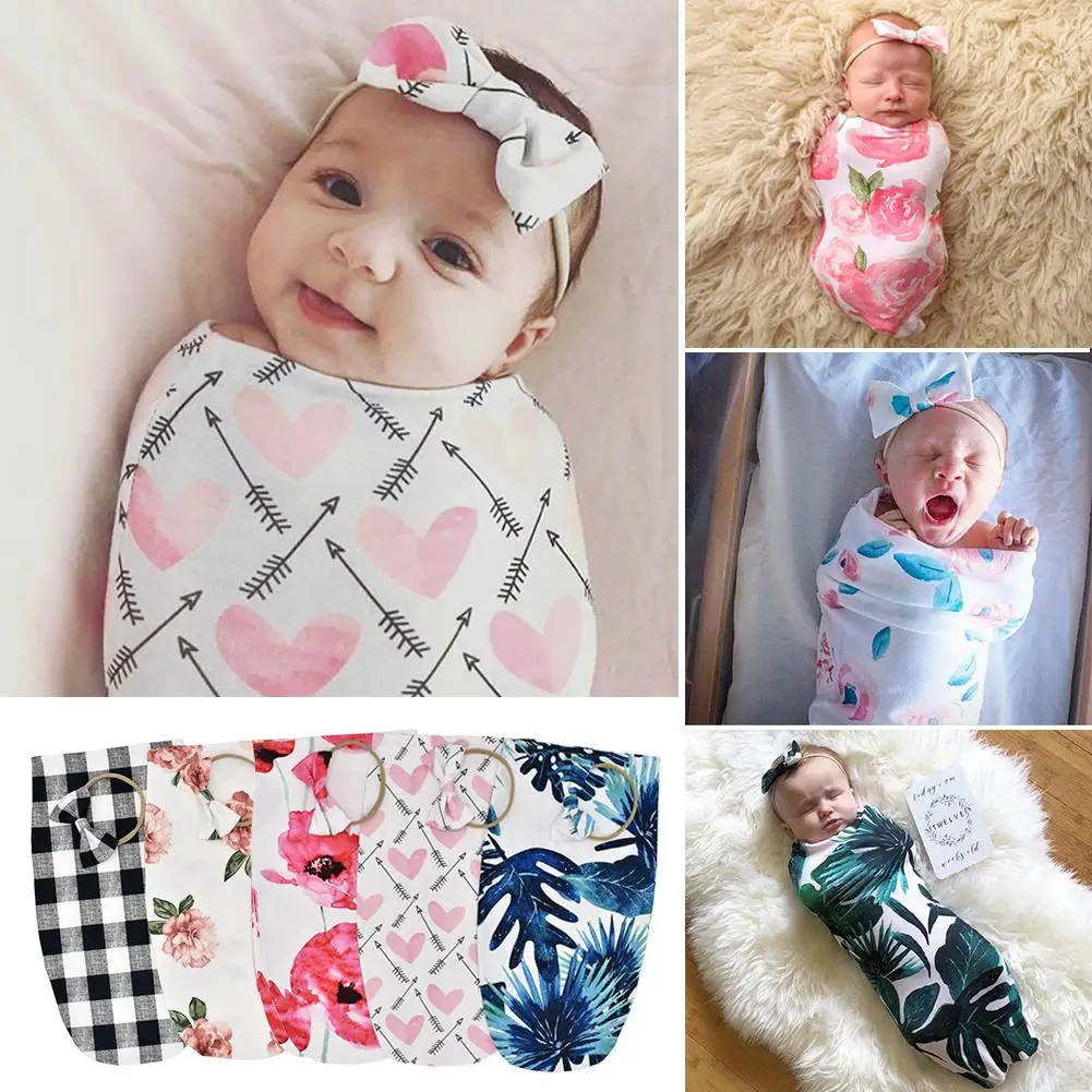 

Kidlove 2pcs/set Baby Sleeping Bag and Bowknot Hairband Soft Swaddling Blankets