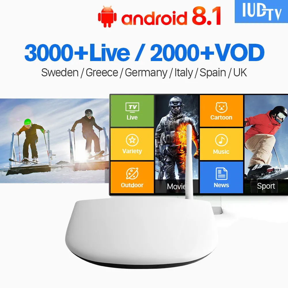 

IPTV Sweden smart box Q1304 with IUDTV IPTV Code 1 year Android 8.1 4K 2G 16G IPTV Sweden Italy Portugal Poland UK Spain IP TV