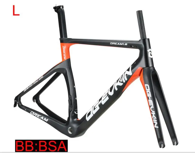 L BSA UD Orange T1000 углеродный шоссейный велосипед кадр UD BSA велосипедная углеродная рама дорожного движения Di2 и механизм XXS XS S M L комплект 1-1/8» 1-1/" OG-EVKIN - Цвет: L BSA UD Orange