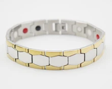 Negative ion magnetic germanium bracelet steel man germanium and tourmaline health therapy bracelet japan power bracelet gold