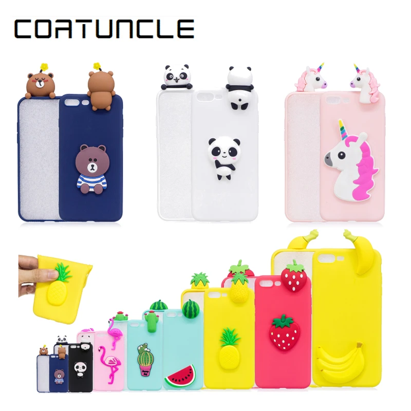 

COATUNCLE Soft TPU Phone Case sFor iPhone 5 SE 7 6 6S 8Plus 3D Silicon Dolls Toys fruit Cartoon Cover For Fundas iPhone 8 Case