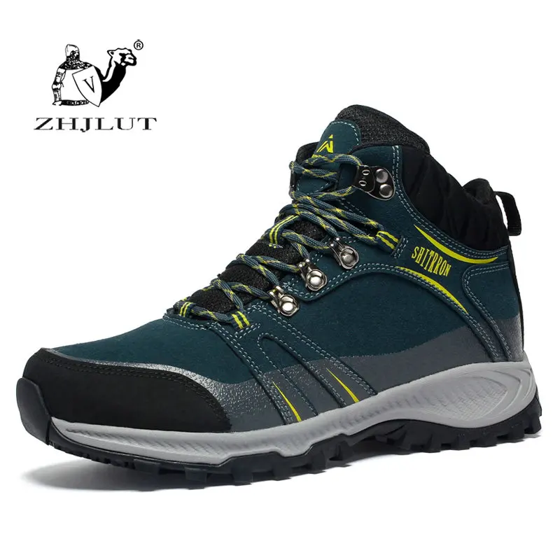 ZHJLUT походная обувь для мужчин, обувь для альпинизма, унисекс, высокое качество, уличная Треккинговая обувь, дышащие походные охотничьи ботинки - Цвет: Blue Green