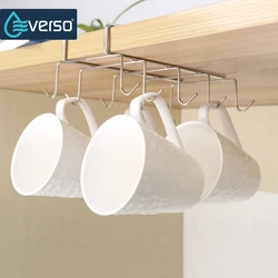 EVERSO 10 Hooks Cup Holder Rack Cupboard Hanging Shelf Dish Hanger Kitchen Space Saving Hook Bathroom Chest Storage Shelf