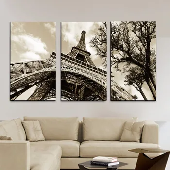 

Hot sell 3 Pieces canvas paintings paints France Tower poster printer For Living Room sofa background wall decals
