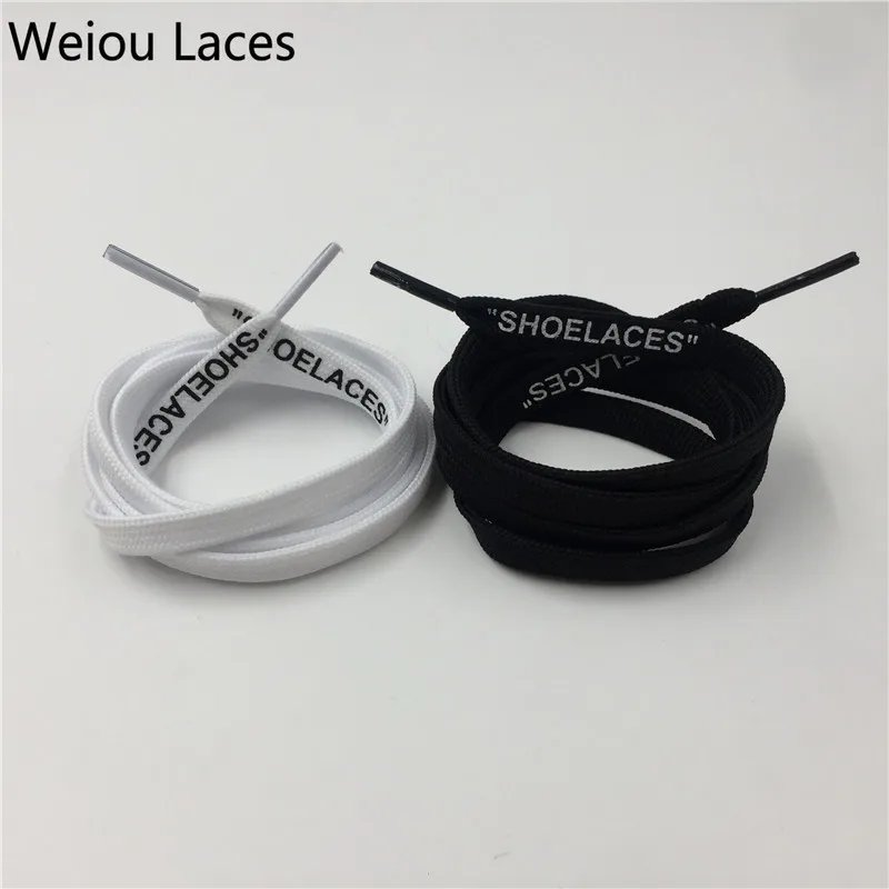 

(30Pairs/Lot)Weiou Tubular Polyester Black Flat Laces Replacement Off-White Printing "SHOELACES" Handmade Custom For Sneakers