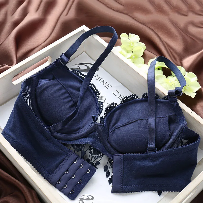 sexy lace tassle lingerie bra set - blue 1