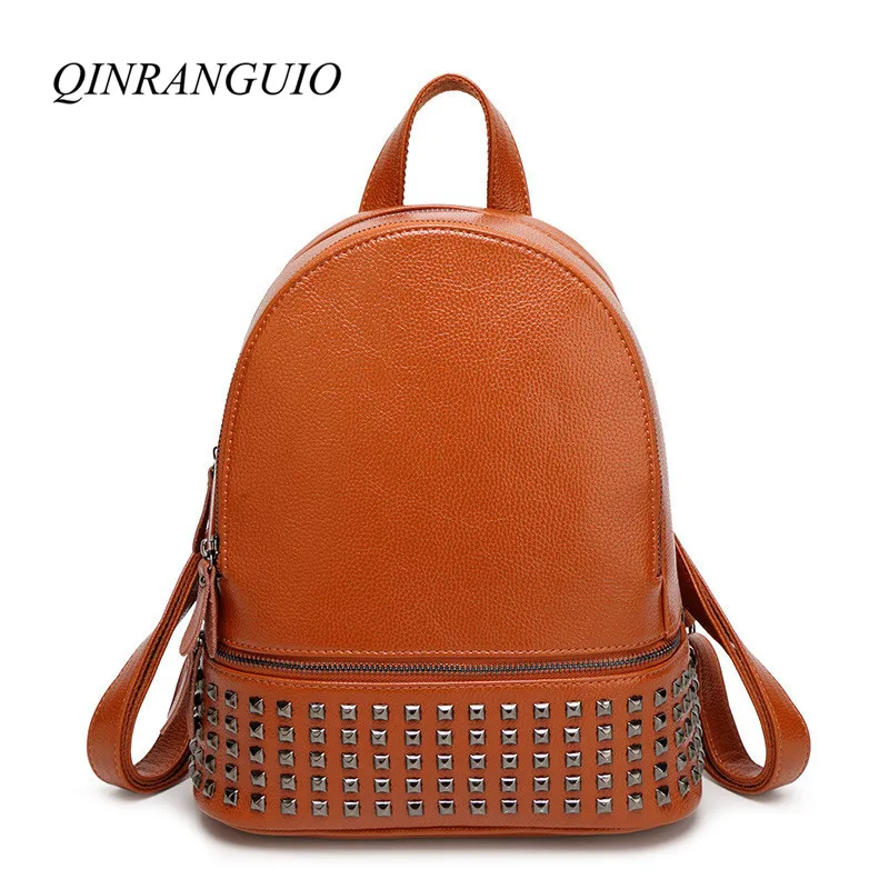 QINRANGUIO Backpack Women 2018 Rivet Soft PU Leather Backpack Preppy Style Women Backpack School Bags for Teenage Girls Mochila QINRANGUIO Backpack Women 2018 Rivet Soft PU Leather Backpack Preppy Style Women Backpack School Bags for Teenage Girls Mochila