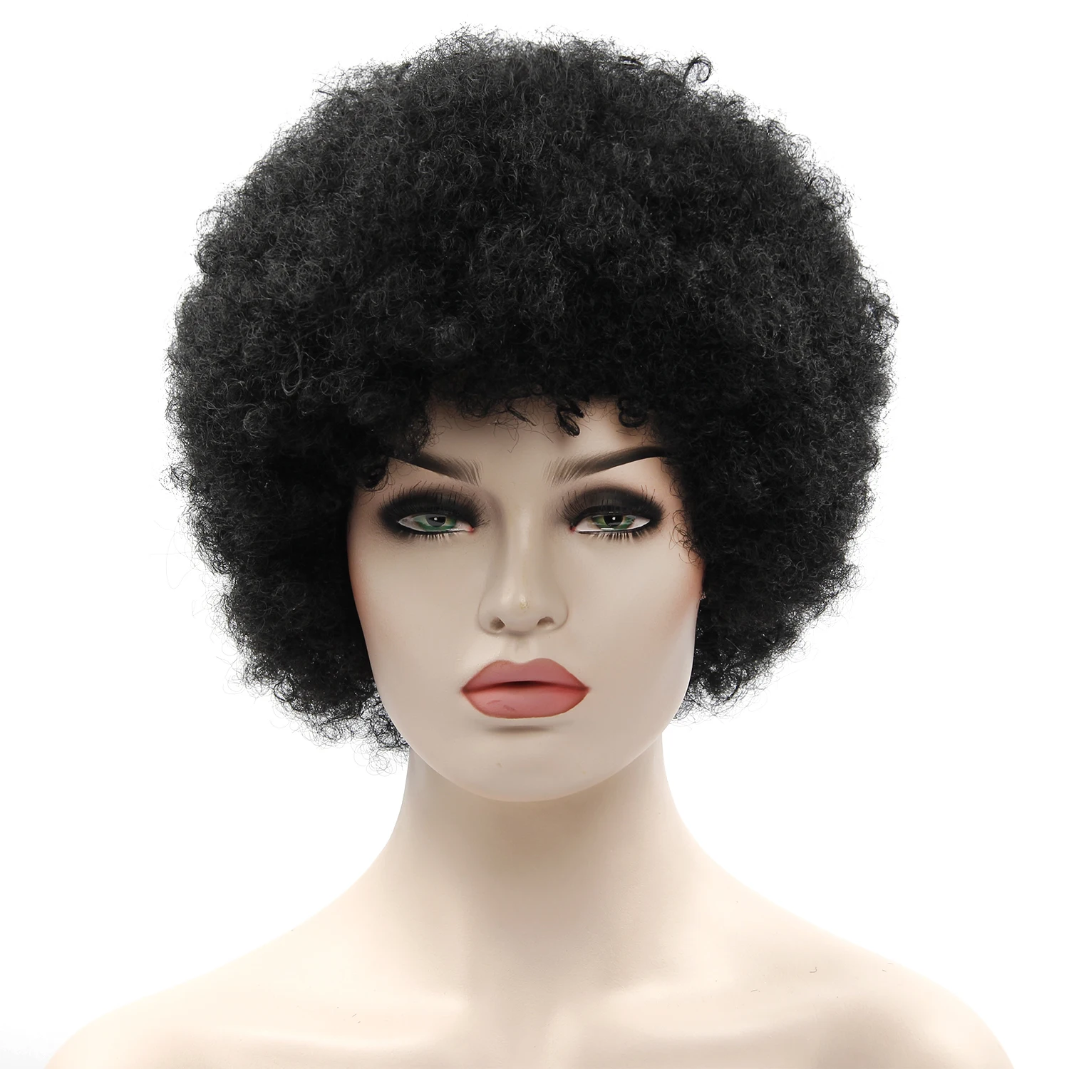 Афро парик мужские вьющиеся волосы коричневый синтетический Ретро парики для женщин пушистые парики для женщин черные волосы