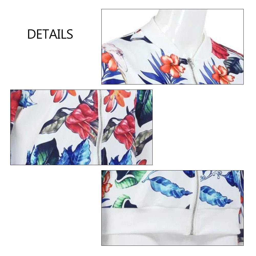 4XL 5XL Big Size Women Short Jacket Retro Floral Printed Long Sleeve Zipper Bomber Jackets Autumn Coat Female Biker Outwear Tops