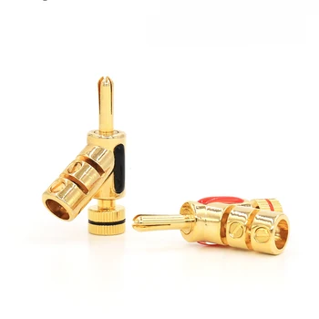 

HI-END GOLD PLATED LOCK SPEAKER CABLE PLUG BANANA CONNECTOR x 4