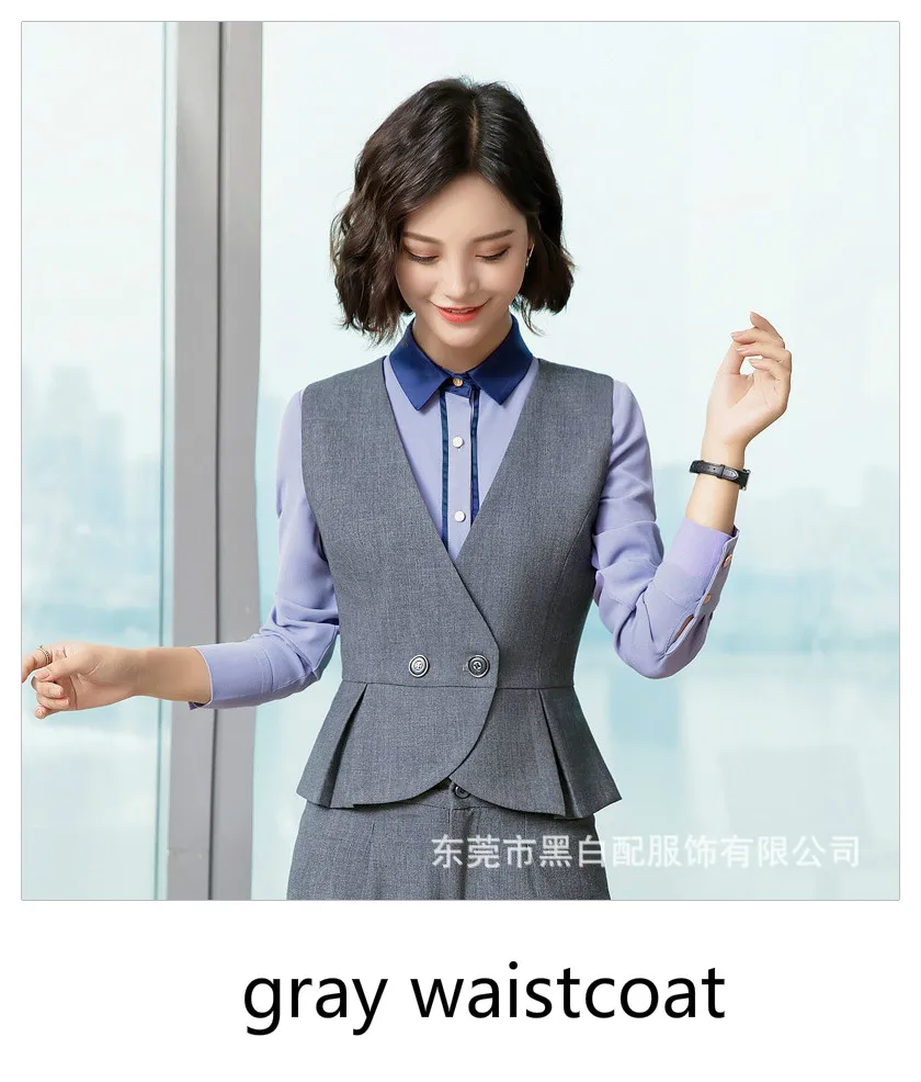 Высокое качество дизайнерский Блейзер женский с длинным рукавом на пуговицах костюм куртка-блейзер внешний Темно-Синий Серый Черный офисный Женский блейзер - Цвет: 7001 gray vest
