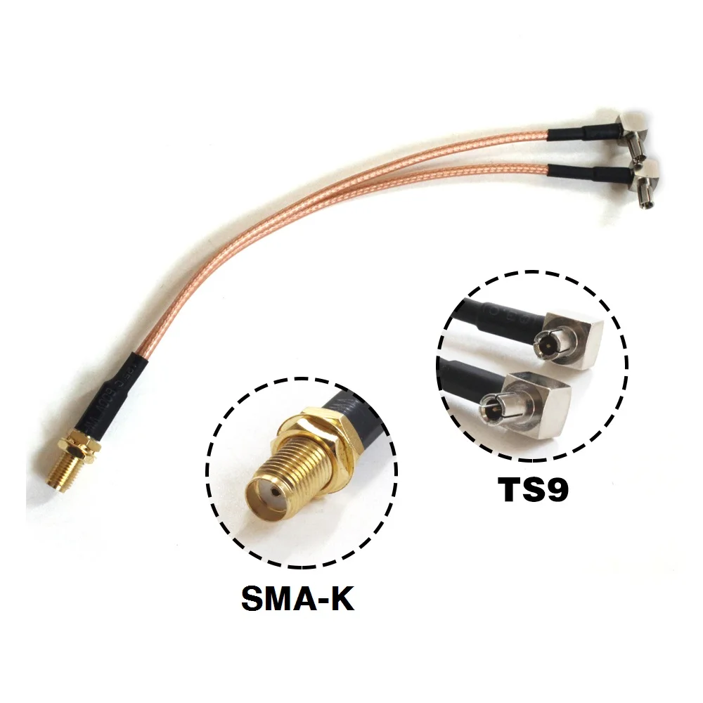 Dlenp SMA K Женский к Y Тип 2X TS9 разъем сплиттер Сумматор кабель косичка RG316 с длиной 15