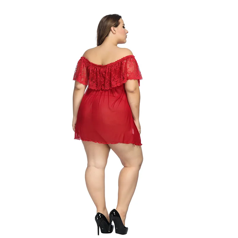 Sleeping Dress Lace Nightdress Ladies Sexy Temptation Sleepwear Babydolls lingerie Pyjama Femme Perspective Home Suit 6XL