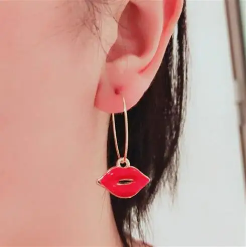E 1267 новые эксклюзивные сексуальные женские серьги с красными губами
