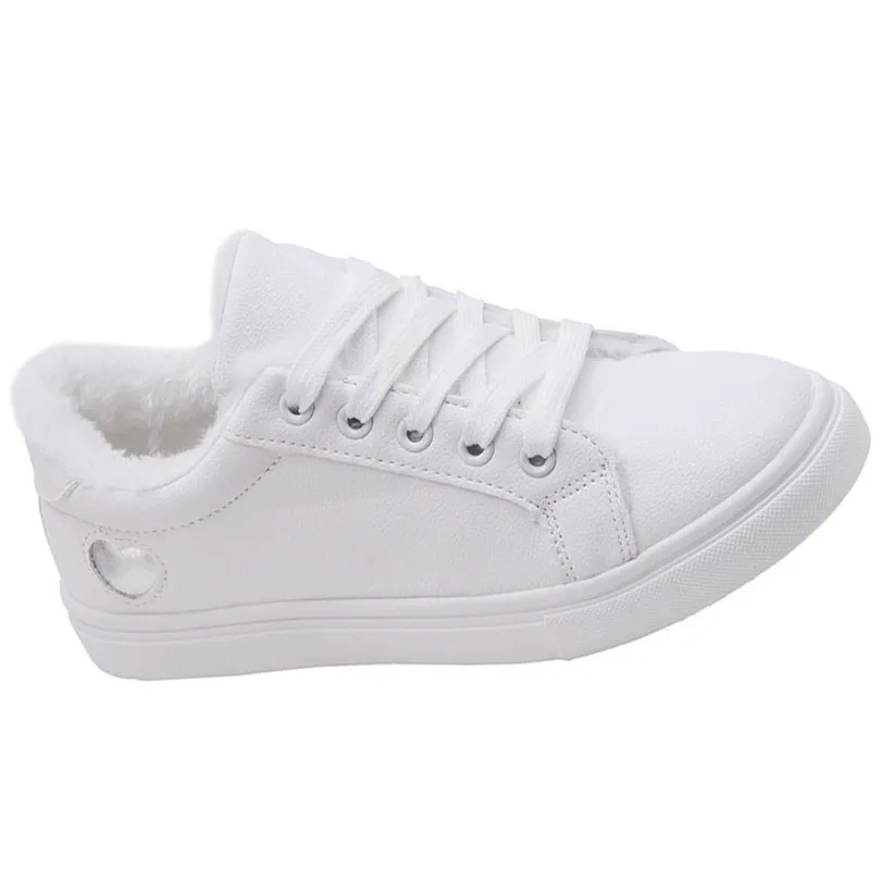 Basses Plates D'hiver Coeur silver Chaussures Rond Décontractées Lin À Doux Chaud Lacets En Peluche Confortable Femmes Red Roi Baskets Bout Blanches wAwqP7U8