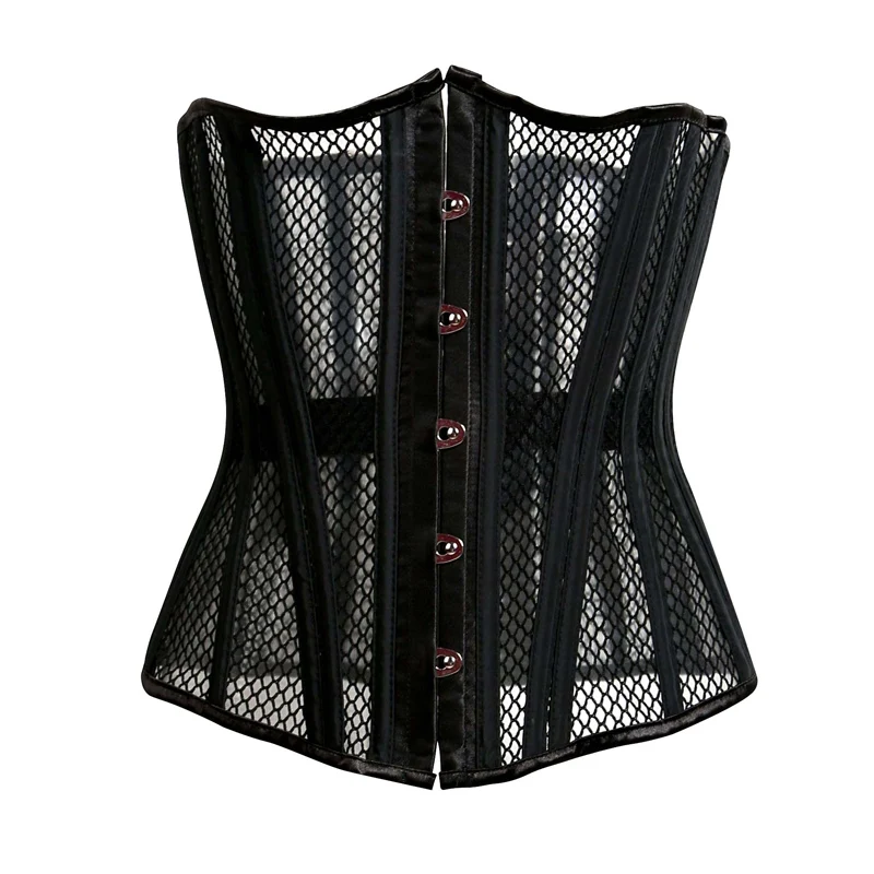 Black Lace 26 Steel Boned Corset Sexy Women Steel Buckle Corsets And ...