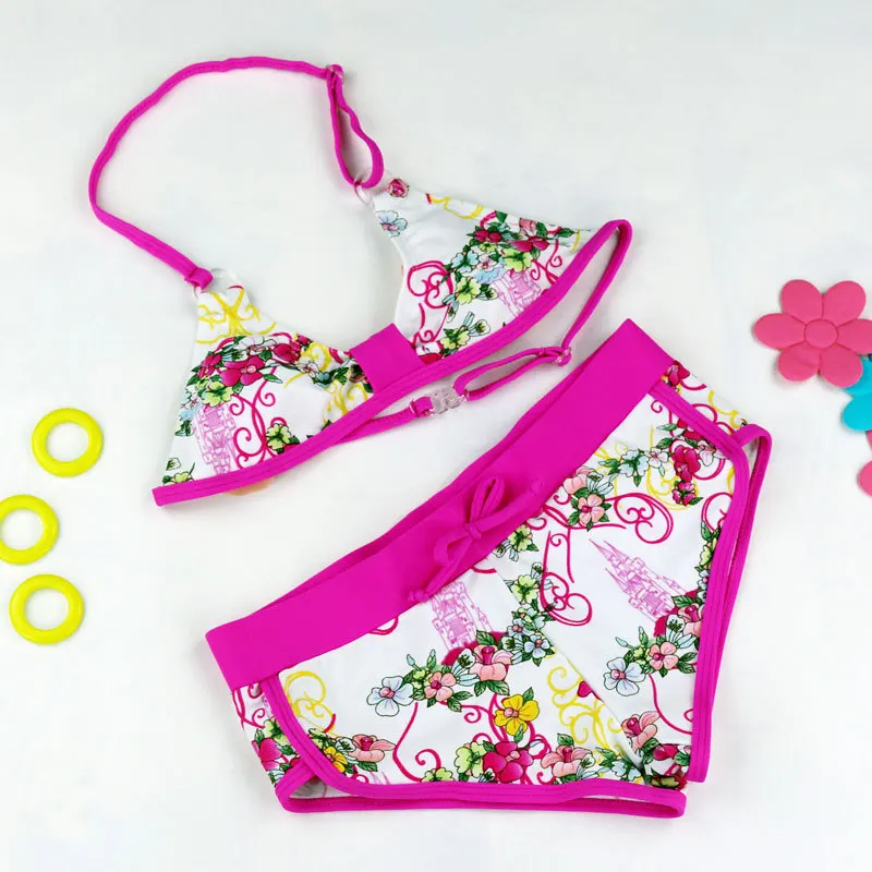 

Girls bikini set biquini infantil New summer kid lovely two pieces bathing suit Girl Swimsuit Cute Flower Pattern Split Bikini