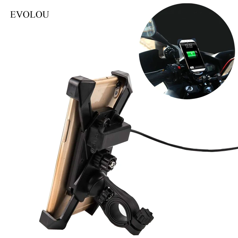 Universal Motorcycle Phone Holder Mobile Stand For Moto Support USB Charger Holder for iphone X 8 7 Plus S8 S9 S7 Bike Support