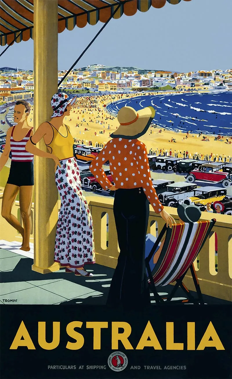 Holiday in Australia Pop Art Travel Posters Retro Vintage Kraft Poster