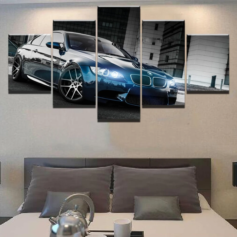 Canvas-Wall-Art-HD-Printed-Painting-Frame-Modern-Pictures-5-Pieces-BMW-M3-Black-Sport-Car (2)
