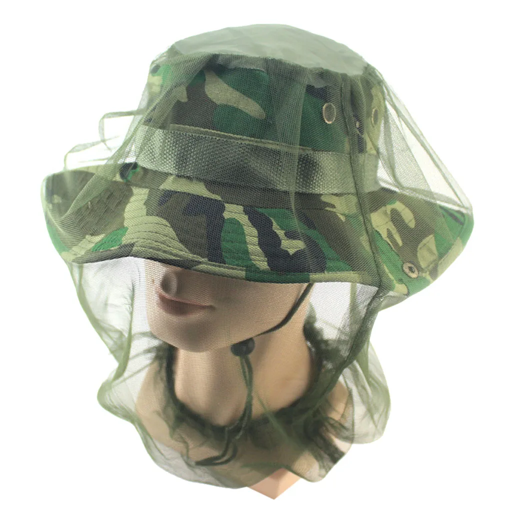 

High Quality Military Camouflage Fishing Hat Mosquito Bug Insect Net Bee Mesh Head Face Cover Protector Outdor Camping Activity