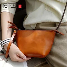AETOO Handmade retro leather bag, ladies one-shoulder slanted bag, collection bag carry-on mobile phone bag