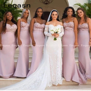 

2020 African Long Bridesmaid Dresses Lace Applique Plus Size Mermaid Party Dress Beautiful Dresses for Wedding Guest Dresses