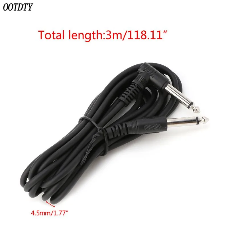 

3M/10 Feet Instrument Guitar Audio Cable 6.35mm Straight To Right Angle Plug