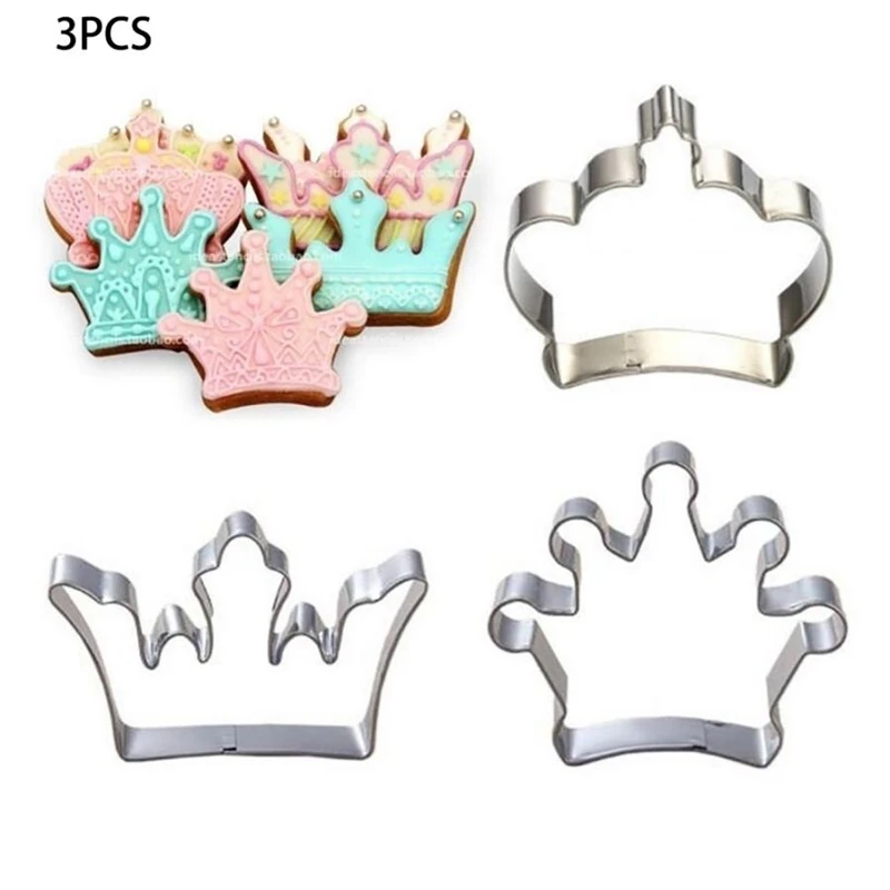 2018 New  3PC Unique Prince Princess Crown Cookie Cutter Stainless Steel DIY Cake Mold Easy operation Lightweigh Hot C0404#30   04