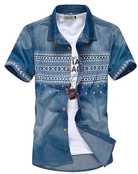 2015 New Design Men Jeans Shirts 100% Cotton Male Tops Short Sleeve ...
