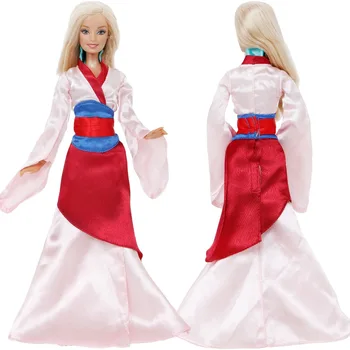 

High Quality Fairy Tale Dress Copy Mulan Princess Party Wear Long Gown Clothes For Barbie Doll 12'' Accessories Dollhouse