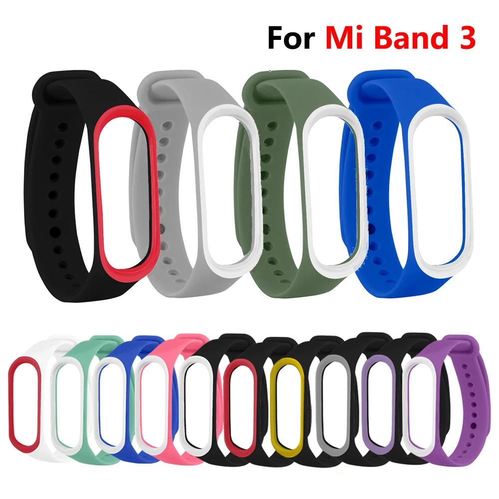 Браслет Mi Band 3 4 для Xiaomi ремешок на запястье Двухцветный силиконовый браслет