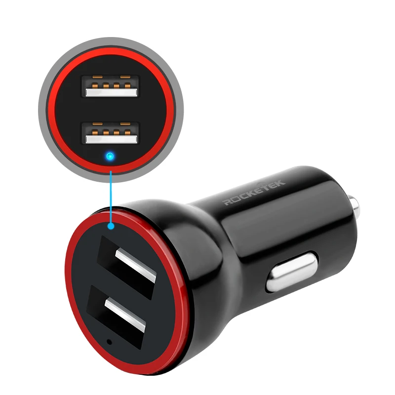 Rocketek Мульти usb Автомобильное зарядное устройство smart IC 2 USB 2.4A телефон адаптер Аксессуары для iphone 4s 5 6 huawei Xiaomi samsung Автомобильное зарядное устройство