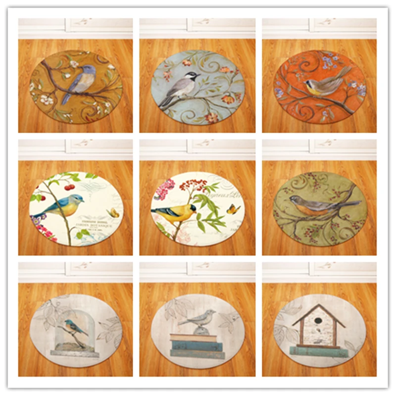

Modern Fashion Nordic Bird Round Chair/Table Desk Mat Living Room Bedroom Area Rug Decorative Carpet