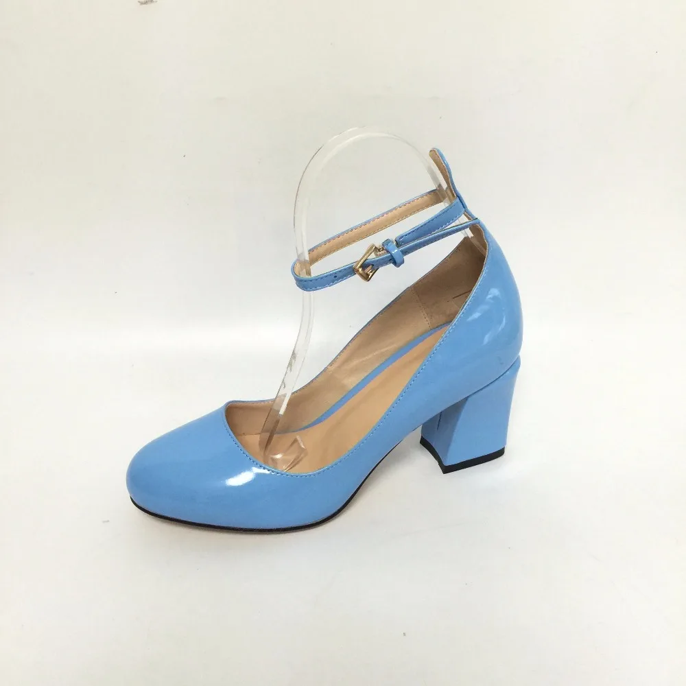 Light Blue Ankle Straps Women Pumps 